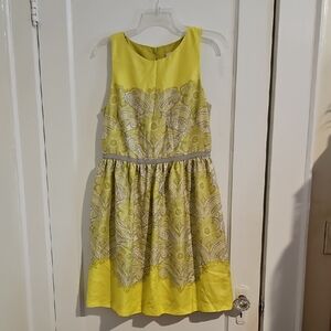 LOFT Yellow and Gray Floral A-Line Sundress Size 8